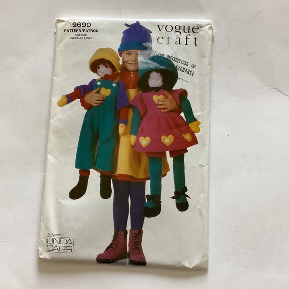 UNCUT Vogue Sewing Pattern #9690 Craft Makes 2,  27" Inch Rag Dolls - Picture 1 of 3